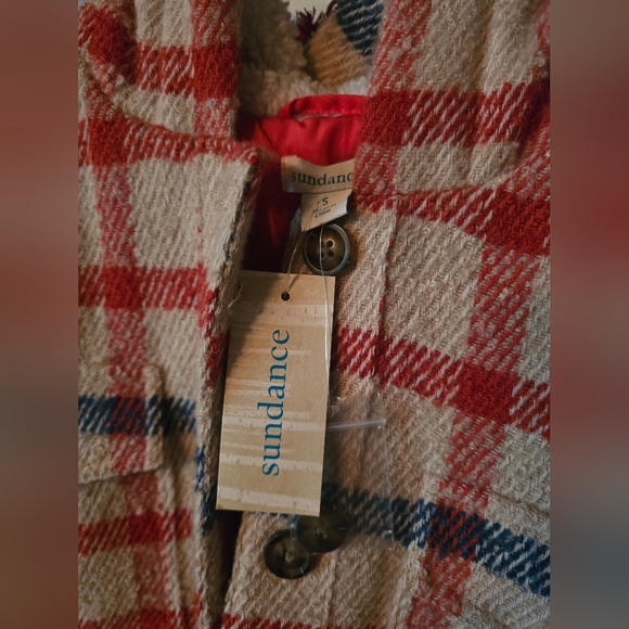 Sundance Lined Plaid Days Button-Up Hooded Coat NWT - Picture 2 of 6